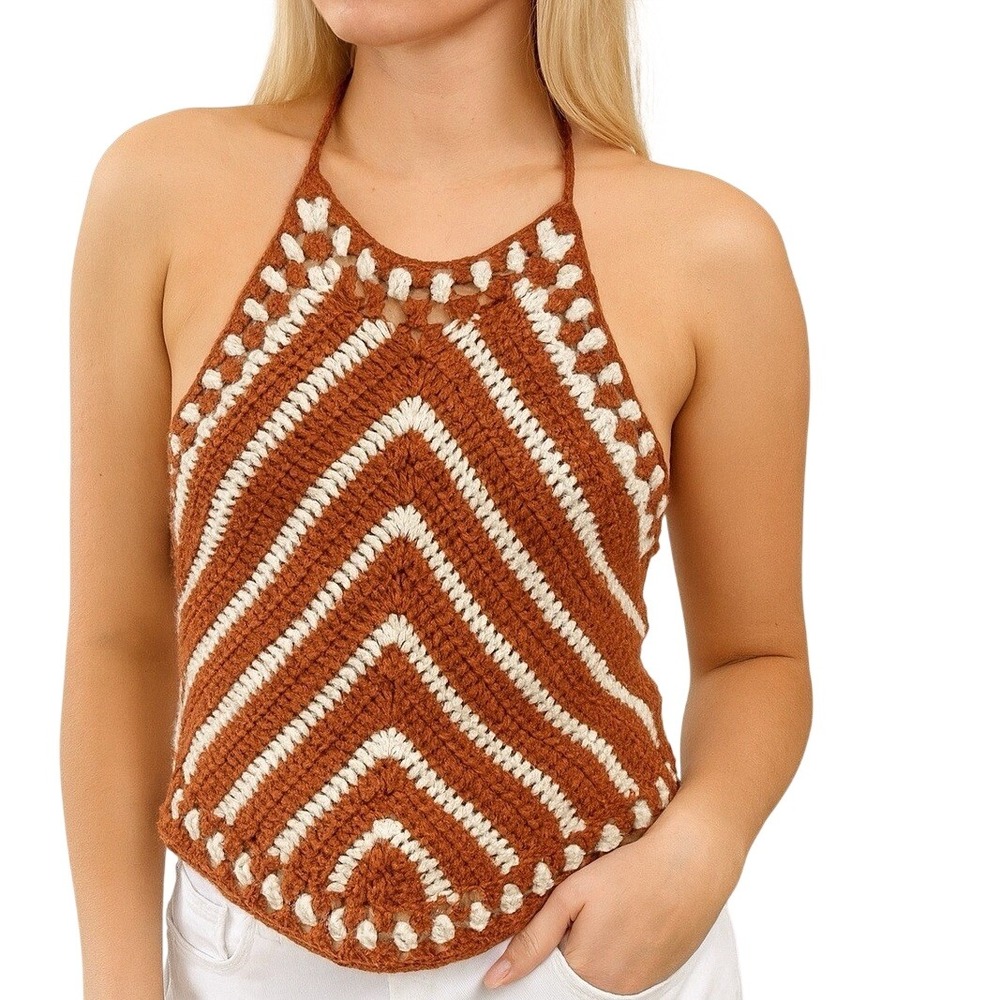 Women's Knit Tank Baby Cami Flowers Sz S/M 70s Y2K Funky NWT Fairy Event Concert